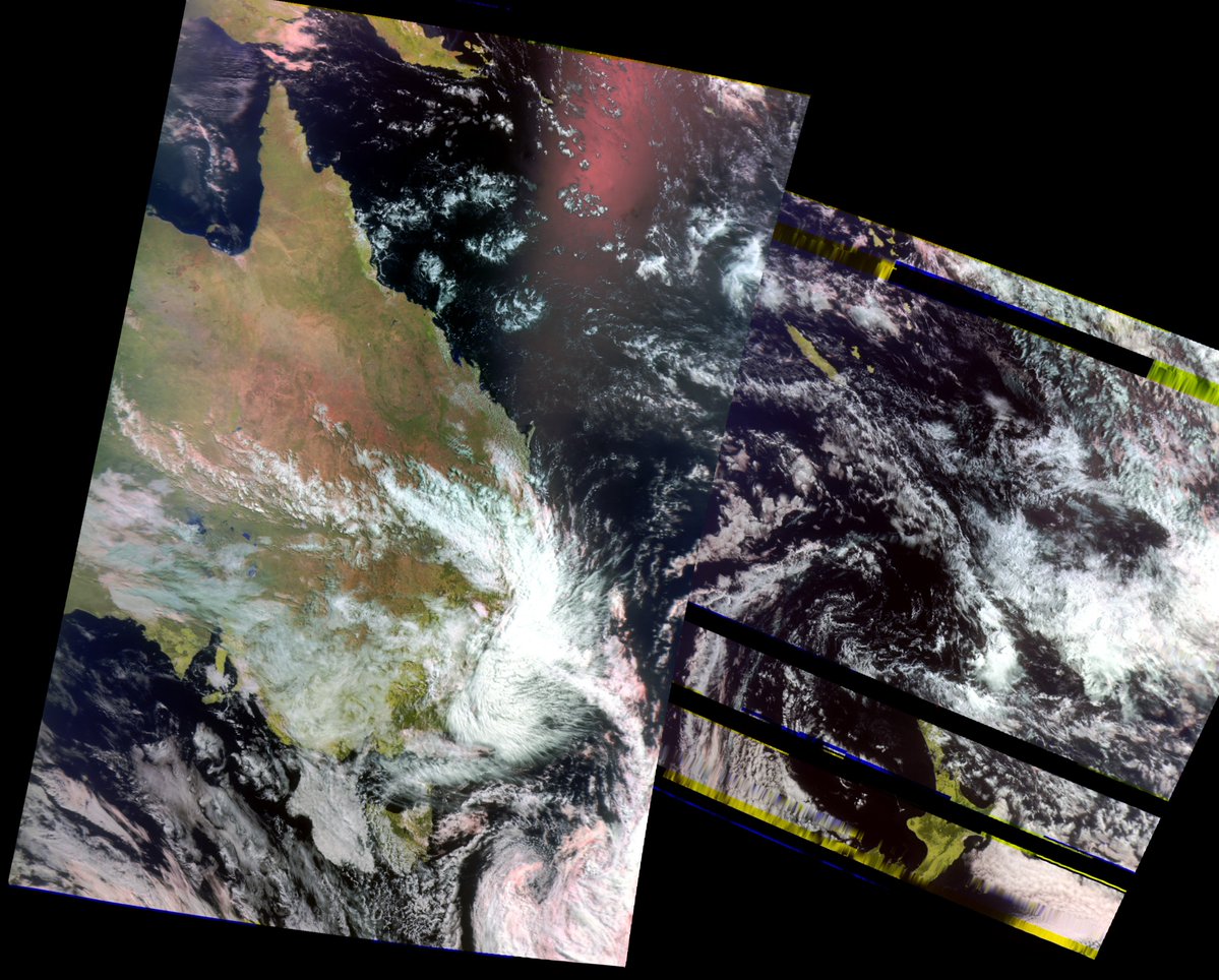 BenSKlerk1's tweet photo. #MeteorMN2_3 and #MN2_4 todays composite 5 Oct
#Satdump, #QFH, #Nooelec Noaa, #Airspy mini
#weather #LRPT #Satellite #Australia #NewZealand https://t.co/vBmUAzWpY8
