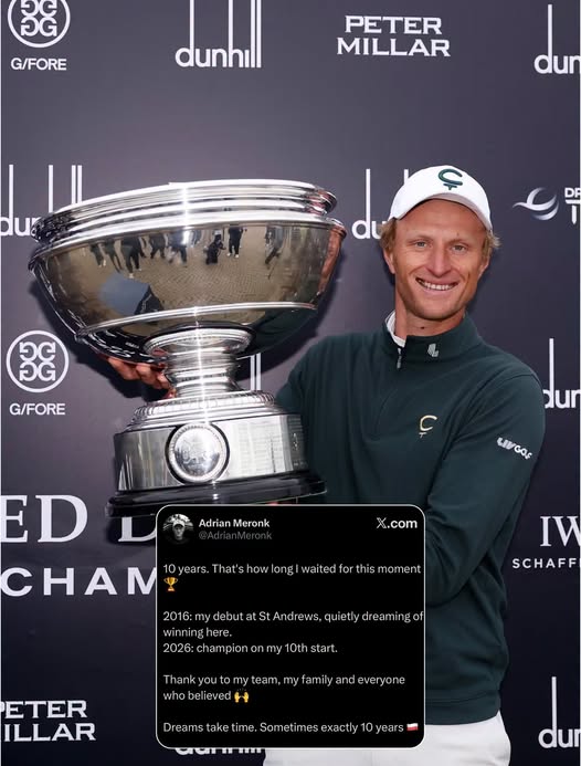 TOURMISS's tweet photo. BIG JUMP UP 382 SPOTS @OWGRltd ..

As new @dunhilllinks champ @AdrianMeronk @livgolf_league is the new World No. 1⃣4⃣5⃣ after his stunning @TheHomeofGolf triumph 👏👍

A fifth @DPWorldTour 🏆 for the champion Polish golfer 

Keep it going Adrian

📷 Getty

✅ @TOURMISS https://t.co/w2LyccJ5r7