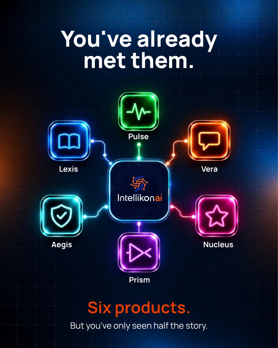 IntellikonAI's tweet photo. AI is everywhere. But is it working together — across languages? 🌎

Pulse → Sell
Lexis → Onboard
Vera + Aegis → Support
Prism → Understand
Nucleus → Govern
Together, they create a connected, multilingual AI ecosystem.
Powered by @emotii_ai.
#AI #IntellikonAI https://t.co/7z8FeDhcW6