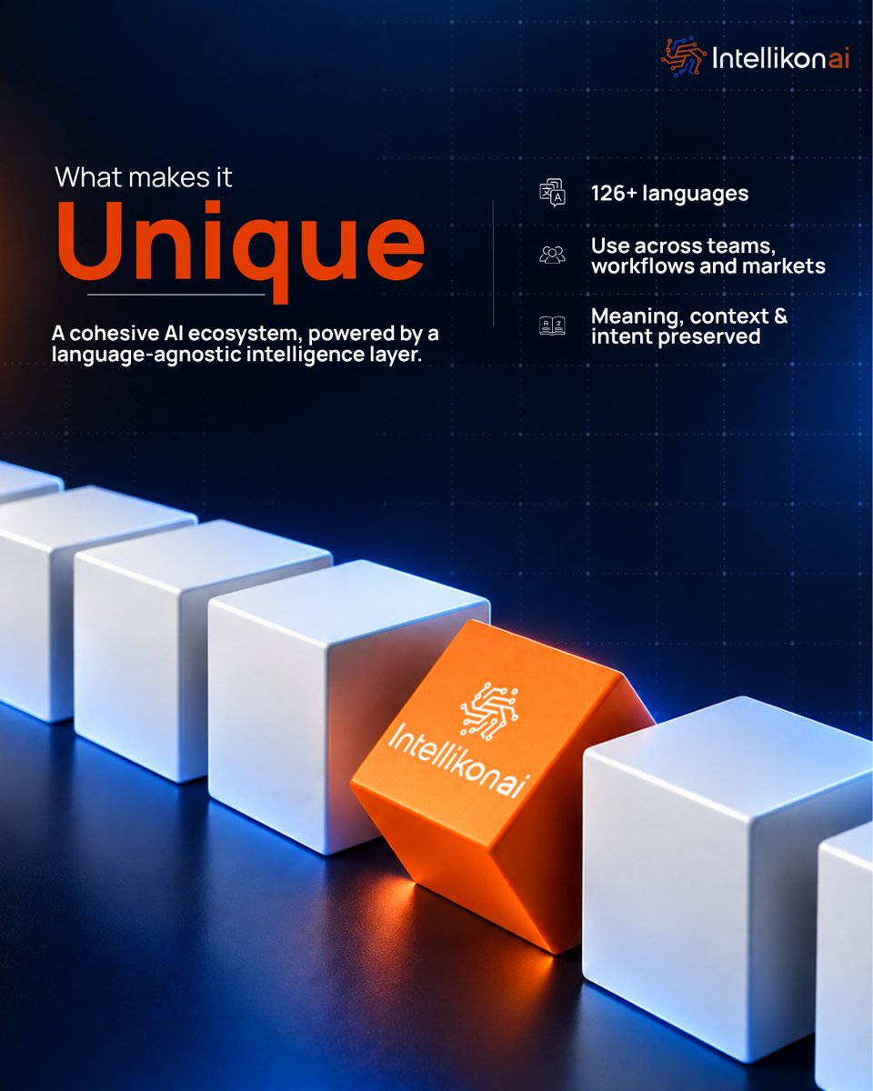 IntellikonAI's tweet photo. AI is everywhere. But is it working together — across languages? 🌎

Pulse → Sell
Lexis → Onboard
Vera + Aegis → Support
Prism → Understand
Nucleus → Govern
Together, they create a connected, multilingual AI ecosystem.
Powered by @emotii_ai.
#AI #IntellikonAI https://t.co/7z8FeDhcW6