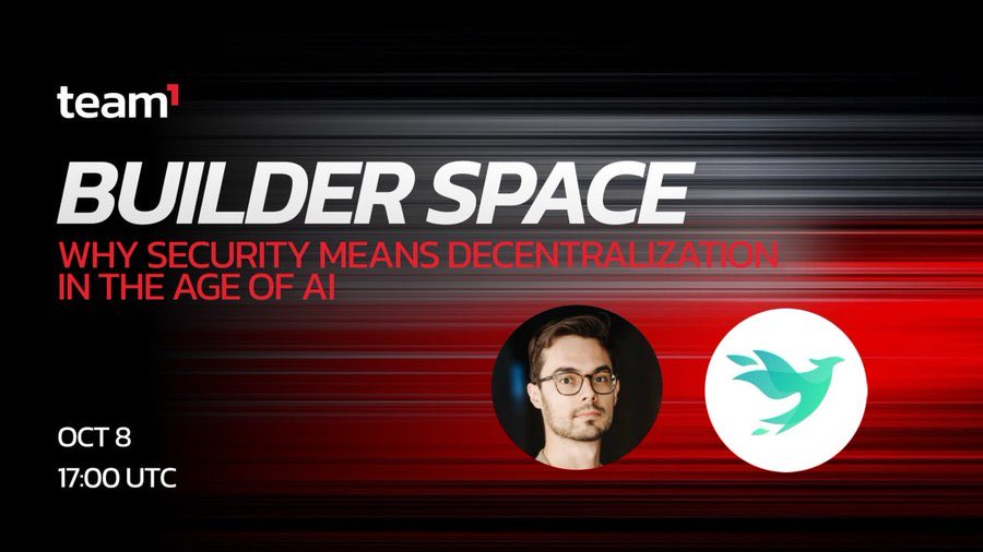Team1FR's tweet photo. On se retrouve le 8 octobre pour le premier online builder event Team1 France 🔺🇫🇷

Pourquoi, à l'ère de l'IA, sécurité et décentralisation vont de pair ?

Avec @Nutymoon, cofondateur de @SuzakuNetwork.

Pendant ce workshop, Gauthier montrera comment l'IA a bouleversé la sécurité informatique, surtout en crypto, et ce que ça change pour des réseaux blockchain comme les L1 Avalanche.

Inscription ⬇️