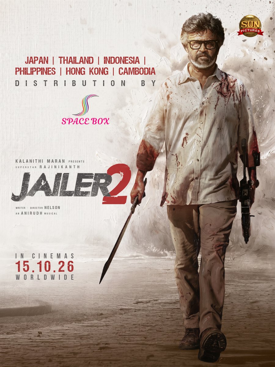 sunpictures's tweet photo. #Jailer2 Japan, Thailand, Indonesia, Philippines, Hong Kong and Cambodia distribution by @spaceboxmovie 💥 

@rajinikanth @Nelsondilpkumar @anirudhofficial @vidya_balan @iam_SJSuryah #SurajVenjaramoodu @meramyakrishnan @iYogiBabu @mirnaaofficial @vijaykartikdop @Nirmalcuts @ChethanDsouza @AlwaysJani @KiranDrk @sunilreddy22 #PallaviSingh @valentino_suren @Alagiakoothan #SantoshRaju @kabilanchelliah @kuchirayar73 @RIAZtheboss #Jailer2FromOct15