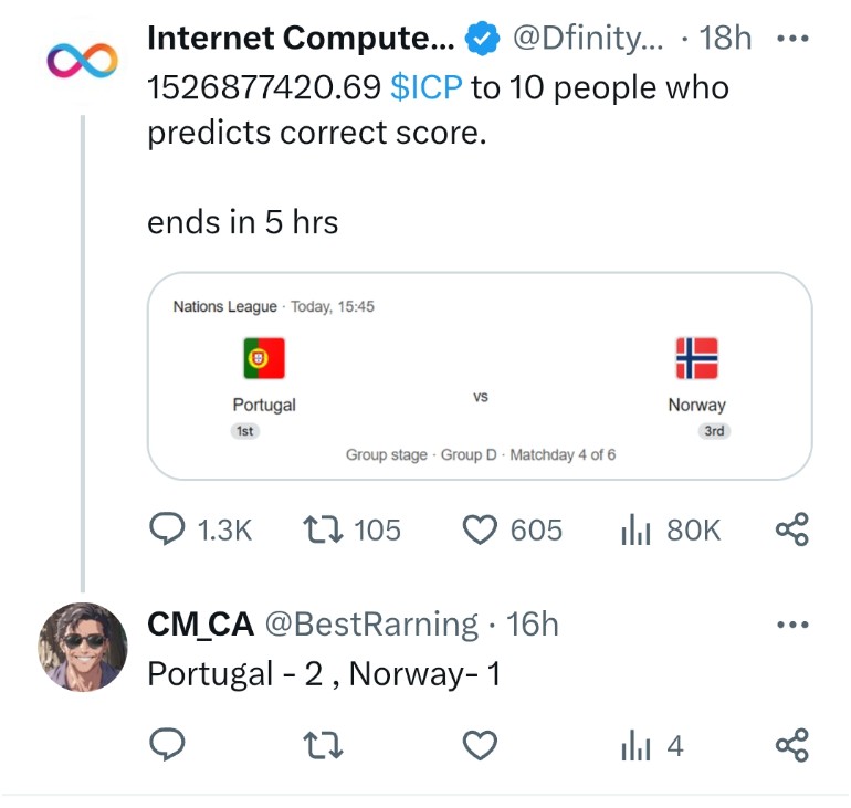 BestRarning's tweet photo. OMG 😱 
I predict the right score of today's match #Portugal vs #Norway

https://t.co/3bhP0lSJ8r https://t.co/1Ux2CwAXhg