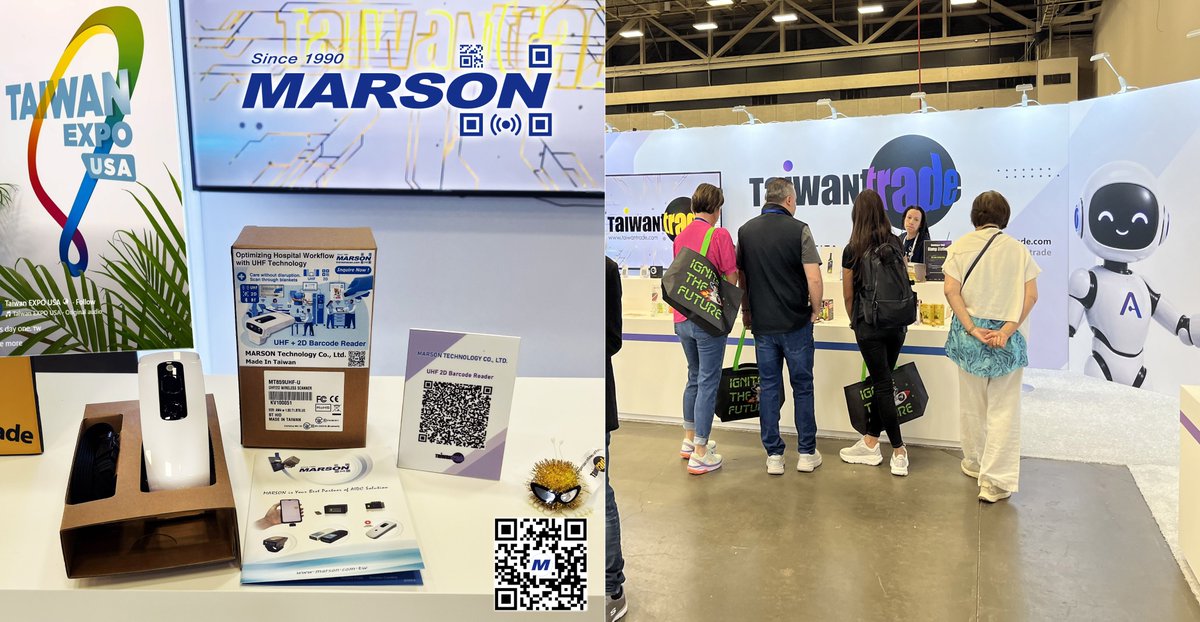 MarsonScanner's tweet photo. TAIWAN EXPO USA 2026 closed in Dallas
Marson Technology showcased its #UHF_2D_Barcode_Reader MT859UHF
Discover more https://t.co/HtIQz22TTq
★Custom OEM #Barcode_Scanner, #ScanEngine , #RFID_Reader #Manufacturer in Taiwan
#TaiwanExpoUSA #FutureMobility
marketing@marson.com.tw https://t.co/7KAlK2v6Sr