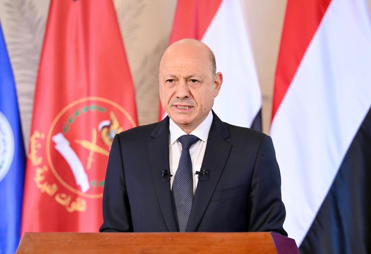 PresidentRashad's tweet photo. With God’s blessing, the “Dawn of Yemen” operation has been launched to restore state institutions, liberate the capital, Sana’a, and end the coup by the terrorist Houthi militias. https://t.co/RHWKS4MrXy