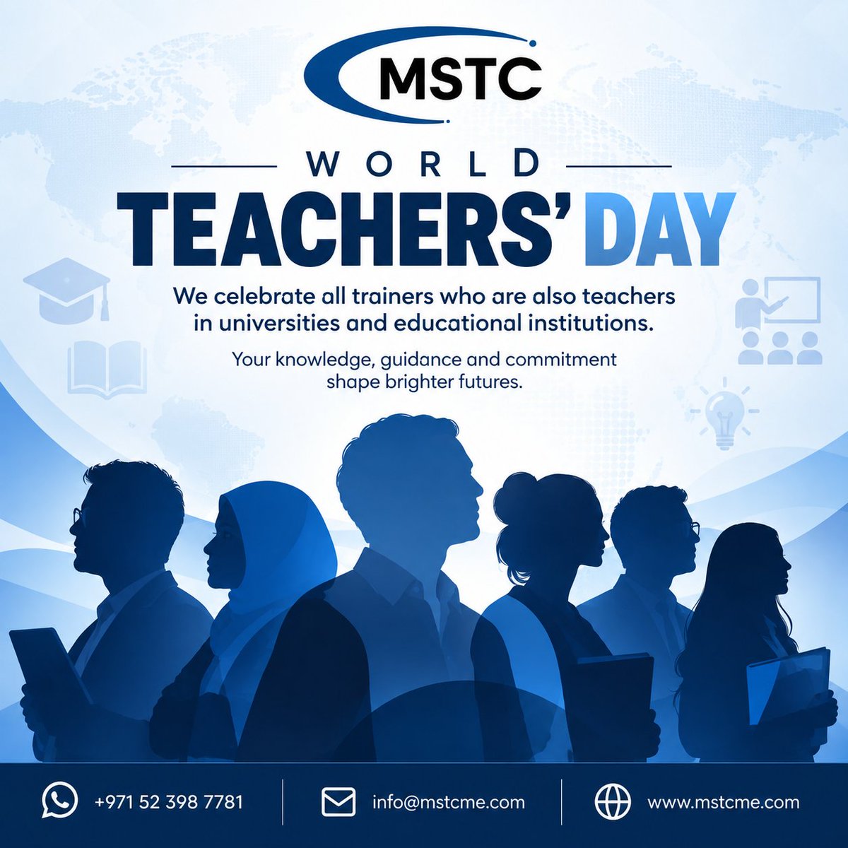 mstcme's tweet photo. Happy World Teachers’ Day! 📚🌍

Today, MSTC celebrates the teachers and educators who inspire learning, share knowledge, and help shape brighter futures.

To every teacher, thank you for making a difference.

#WorldTeachersDay #TeachersDay #TrainingAndDevelopment https://t.co/vXJcDBUKRk