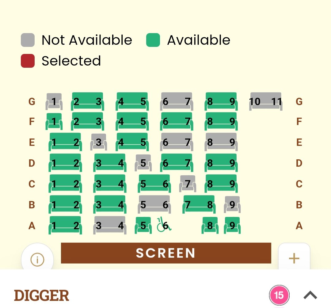 Benjamoan's tweet photo. They're only showing DIGGER in the tiny cinema with shared seats #crushed #diggermaniac https://t.co/hLkFrGJi7O