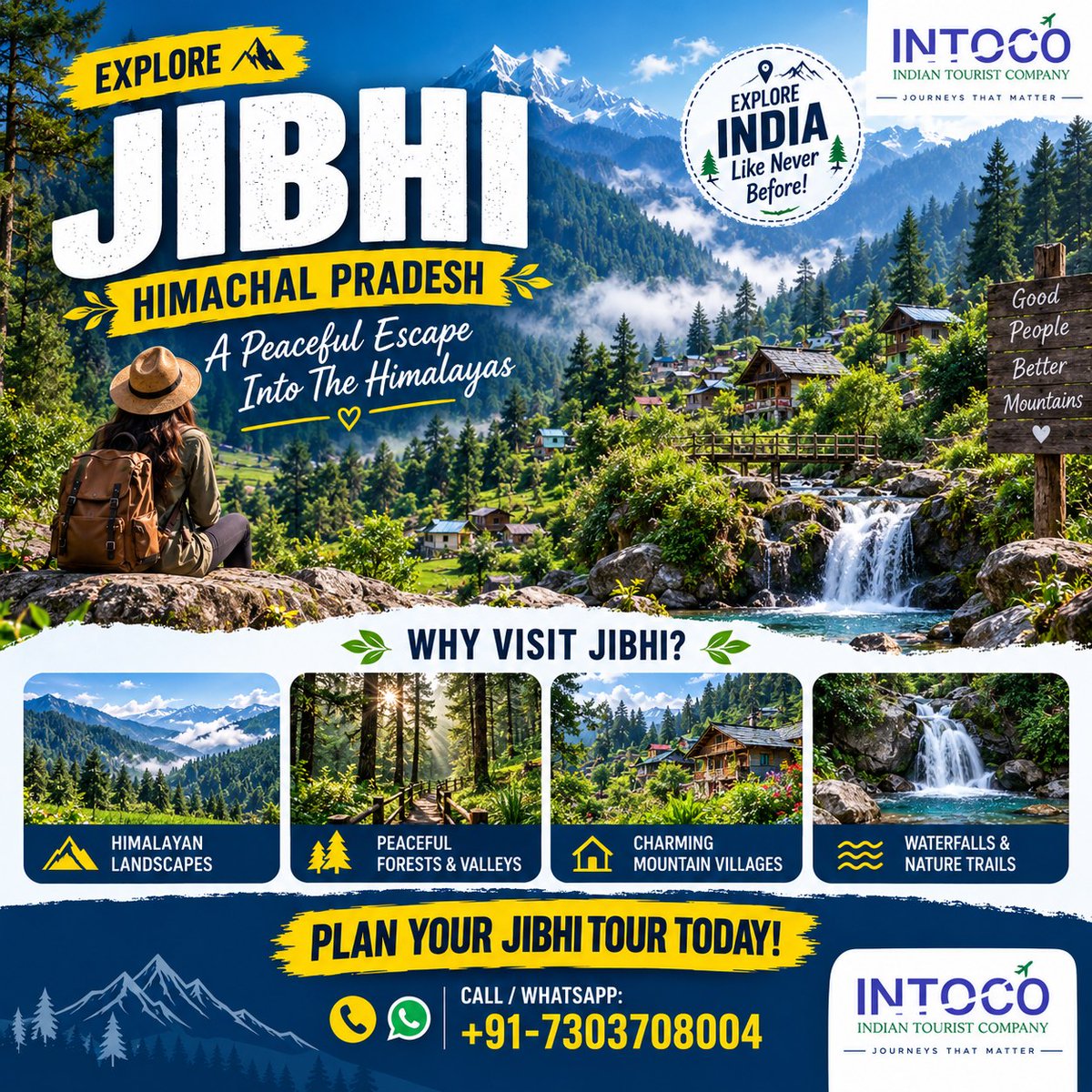eemiAG's tweet photo. Jibhi, Himachal Pradesh: misty mountains, lush forests, charming villages, waterfalls, and peaceful valleys. Breathe, explore, relax, and create unforgettable Himalayan memories with Intoco Travels. https://t.co/AJC97e5acJ