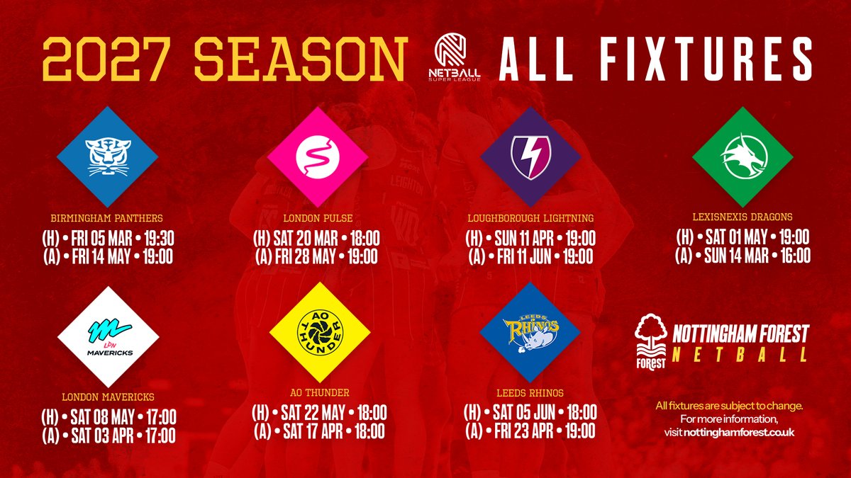 NFNetball's tweet photo. Bring on the 2027 Netball Super League season! 🗓️🌳

Keep updated📩 https://t.co/uGJmQ9BtvC https://t.co/zX3N93LPtr