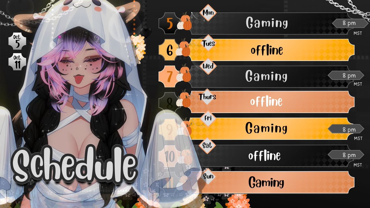 SolaceNova_'s tweet photo. 🎃👻Schedule this week! 🎃👻 https://t.co/7xMM9sUWaS