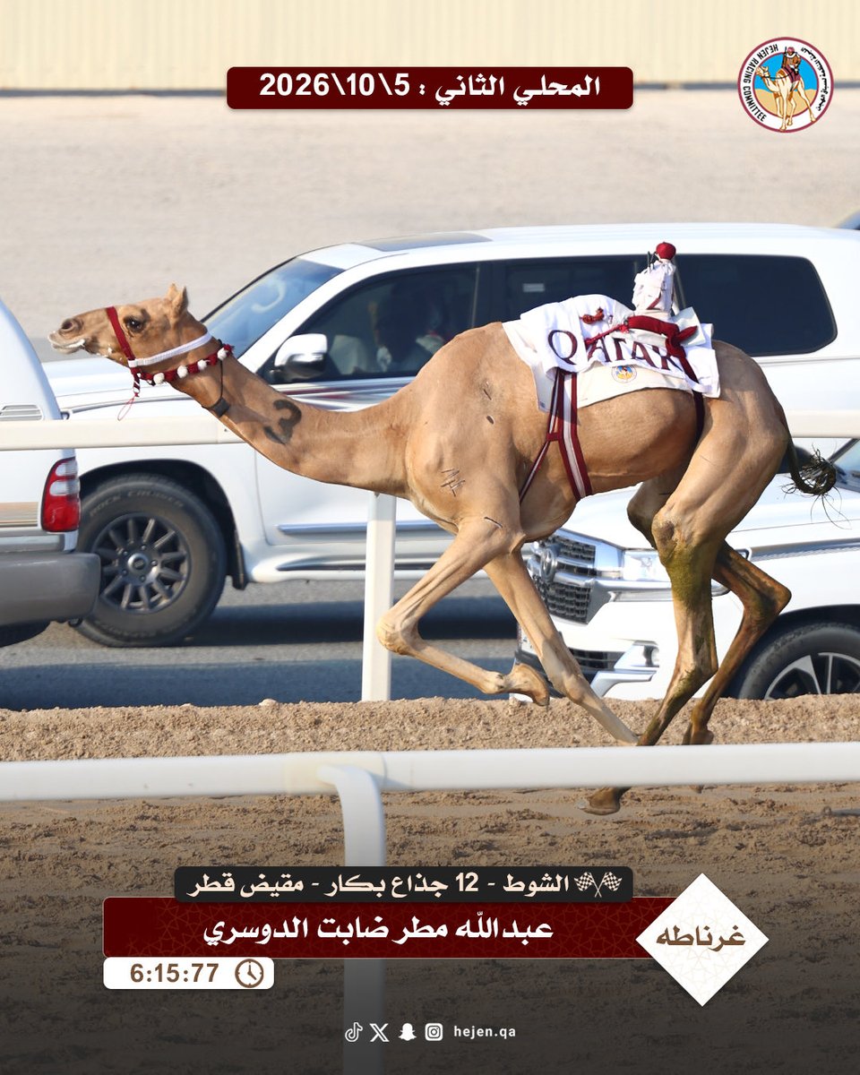 HejenAlkhreib's tweet photo. 🐪 ش12 غرناطة لـ الدكتور عبدالله مطر الضابت الدوسري (السباق المحلي الثاني 05-10-2026) جذاع بكار مقيض قطر 6:15:77

https://t.co/f2IqnTsSX5 https://t.co/enZfNWYPiN