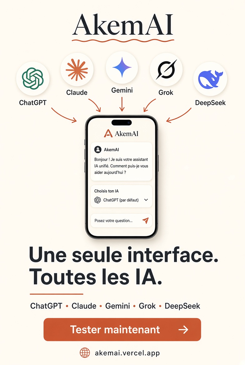edahyvette's tweet photo. ChatGPT, Claude, Gemini, Grok, DeepSeek…
une seule interface.
Plus besoin de jongler entre les sites et les abonnements.
Vous changez d’IA dans le même fil de conversation.
Paiement Mobile Money, dès 500 FCFA.
👉 Testez ici : https://t.co/5D2H5sdOn1
(Pré-lancement) https://t.co/odeIcKKD8A