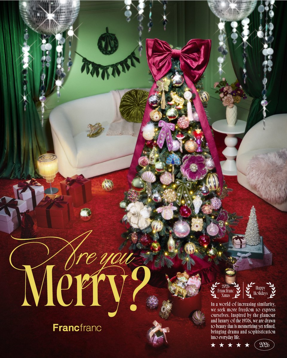 Francfranc_web's tweet photo. 🎅💭「Are you Merry?」
2026 Christmas Collectionは「準備から楽しむ自分らしいクリスマス」を提案します🎄💫

クリスマスを待つ時間も、自分らしく、心高鳴るひとときに。そんな想いを込めたクリスマスコレクションをお届け🫶ぜひチェックしてね！

https://t.co/UvIXIcBmF5 https://t.co/4LW01ASeL1