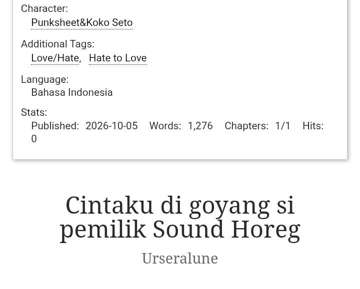 urseralune's tweet photo. [ #DIAKSERAKAN ] 

⚠️Kisah cinta kabupaten, sound horeg, hate to love relationship. 

🔗https://t.co/h6QmzM5kkZ

—written by @urseralune

#PunkSeto #SetoPunk https://t.co/EbcTnOuIXk