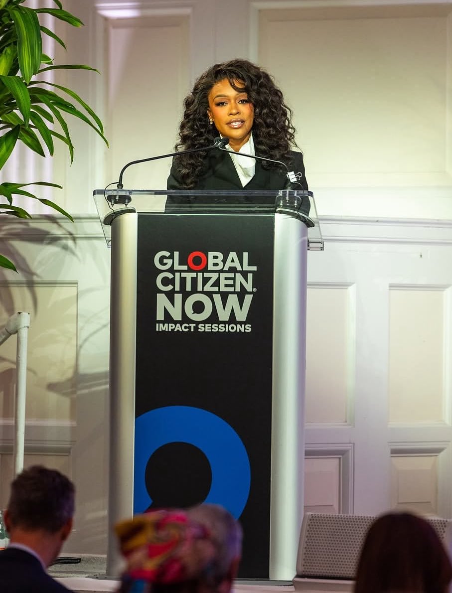 boitymoreosele's tweet photo. Nomzamo Mbatha sitting at the feet of leaders who speak truth to power and bringing African priorities to the global stage. 🌍✨ Our girl hosted the annual Global Citizen NOW Impact Sessions. Taking Mzansi to the world, always🇿🇦🤍 https://t.co/28LXyliJLB