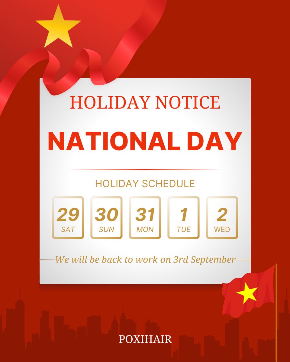 Eula625316's tweet photo. Holiday Notice: Our sales team will be out of the office August 29–September 2 for Vietnam National Day. Support remains available, and regular hours resume September 3. https://t.co/lLJDgjWIIC