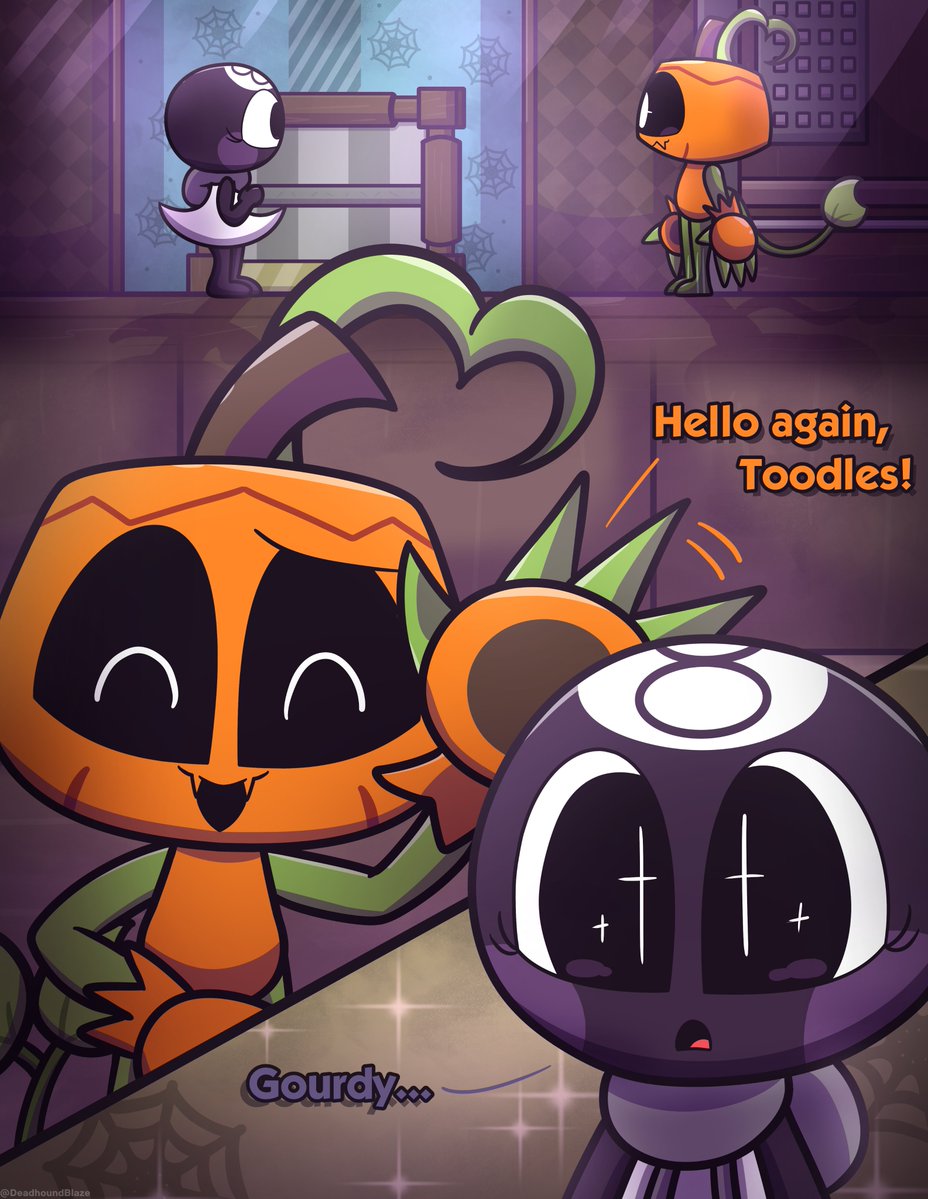 DeadhoundBlaze's tweet photo. Welcome back, friend  (despite it’s already been days since last return)  🎱 🎃
#DandysWorld #Gourdy #Toodles https://t.co/bvaJHh7NSo