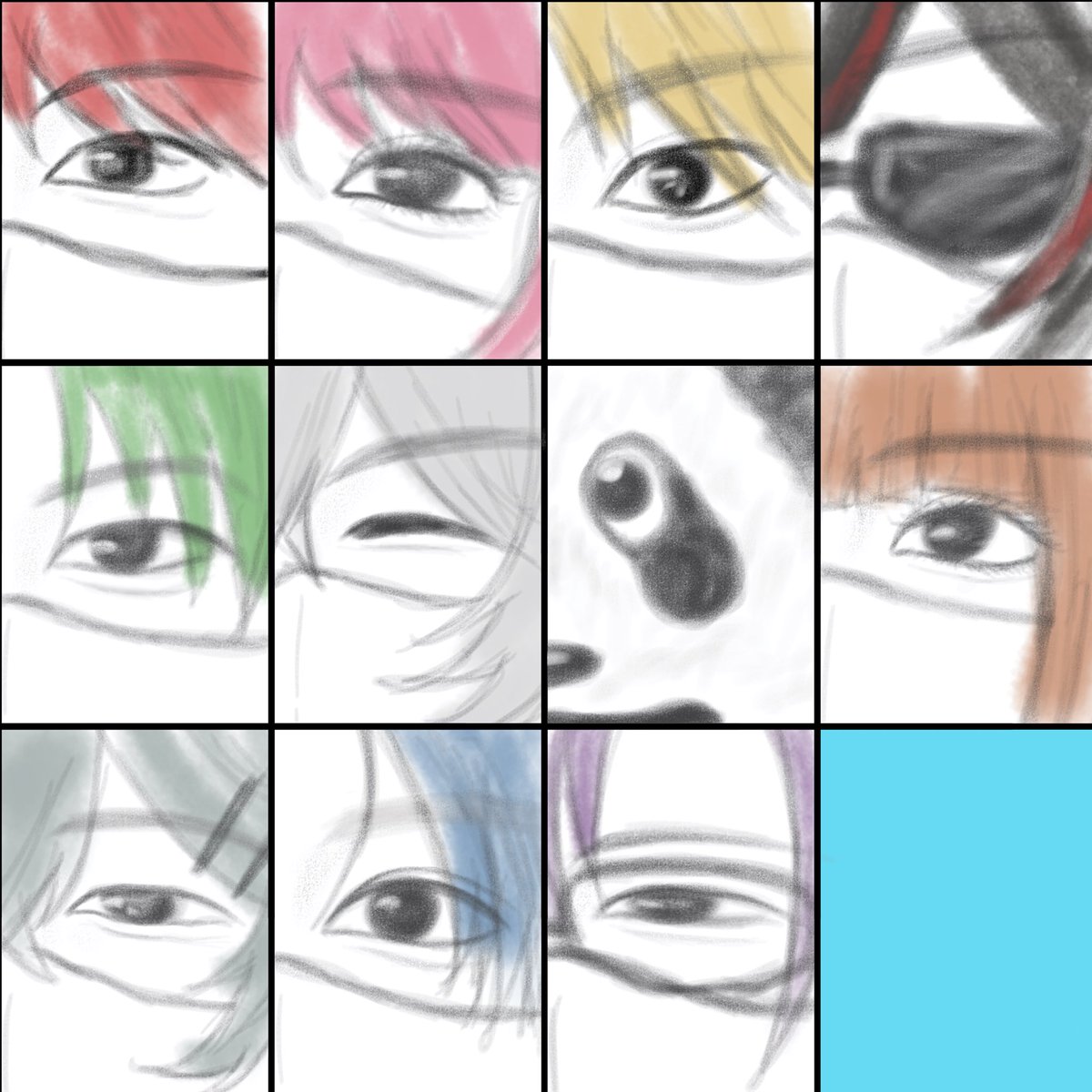 ulv_x7's tweet photo. みんなの顔半分だけかいた https://t.co/ESovtZUNja