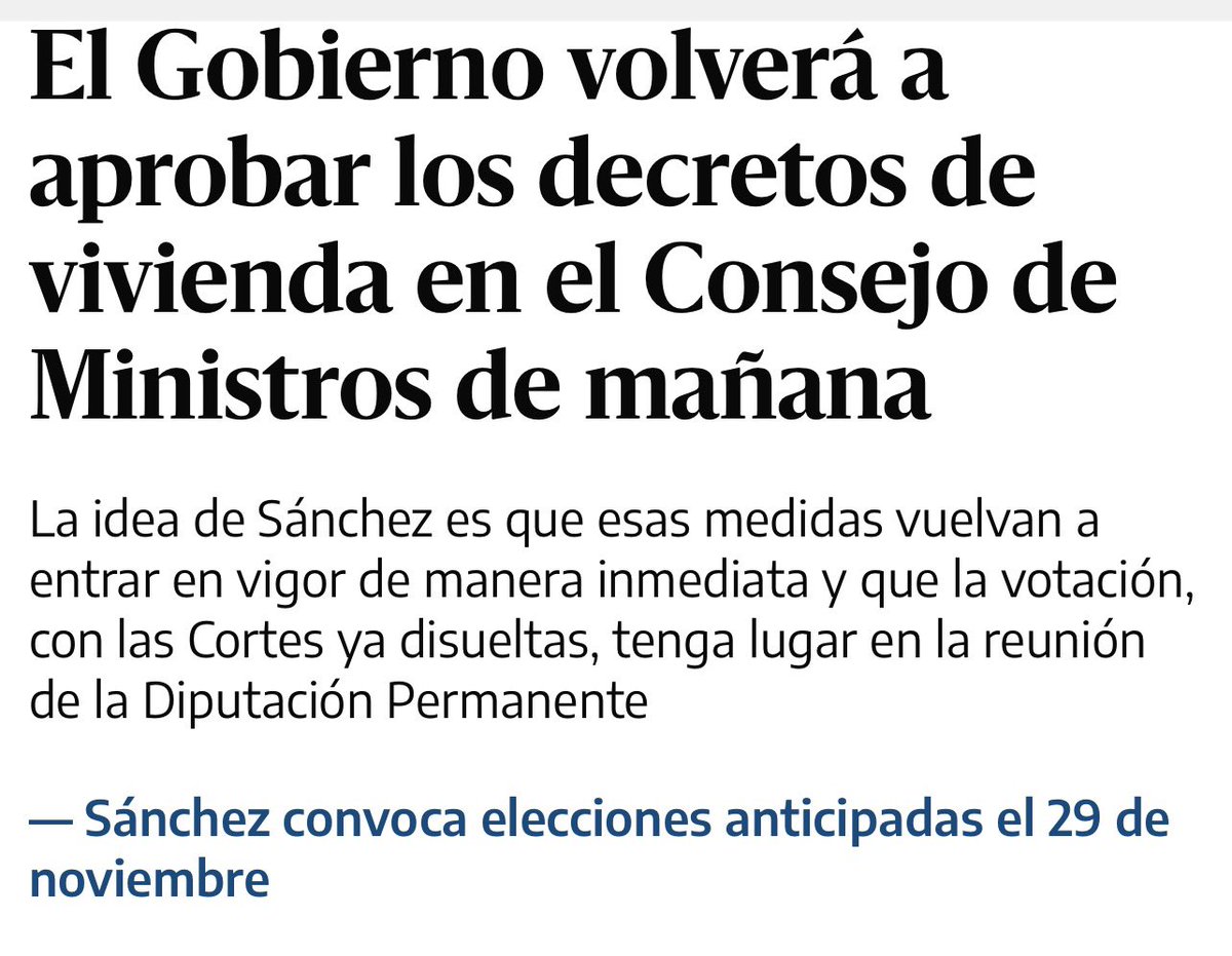 ChemaBlancoL's tweet photo. De confirmarse esta maniobra fraudulenta, vulneraría los principios básicos de la democracia representativa y parlamentaria de la Constitución

Sánchez dijo en si día que gobernaría «con o sin apoyo» del Parlamento. Ahora directamente pasaría a gobernar contra el Parlamento https://t.co/jpB0kWYTtQ