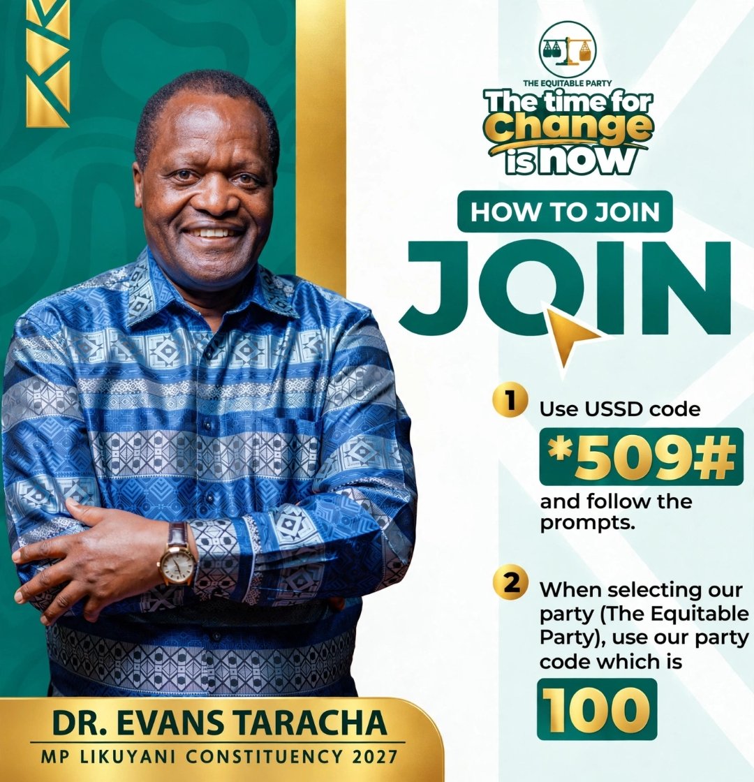 EvansTaracha's tweet photo. The time for Change is NOW in Likuyani! ✊🏾

Join THE EQUITABLE PARTY (TEP) today and be part of the transformation under the leadership of Hon. @edwinsifuna as President and yours truly as MP for Likuyani Constituency.

Dial *509#: Code 100 to join.

#ChamaChaSifuna #Tusawazishe https://t.co/6Sv5ED0NQt