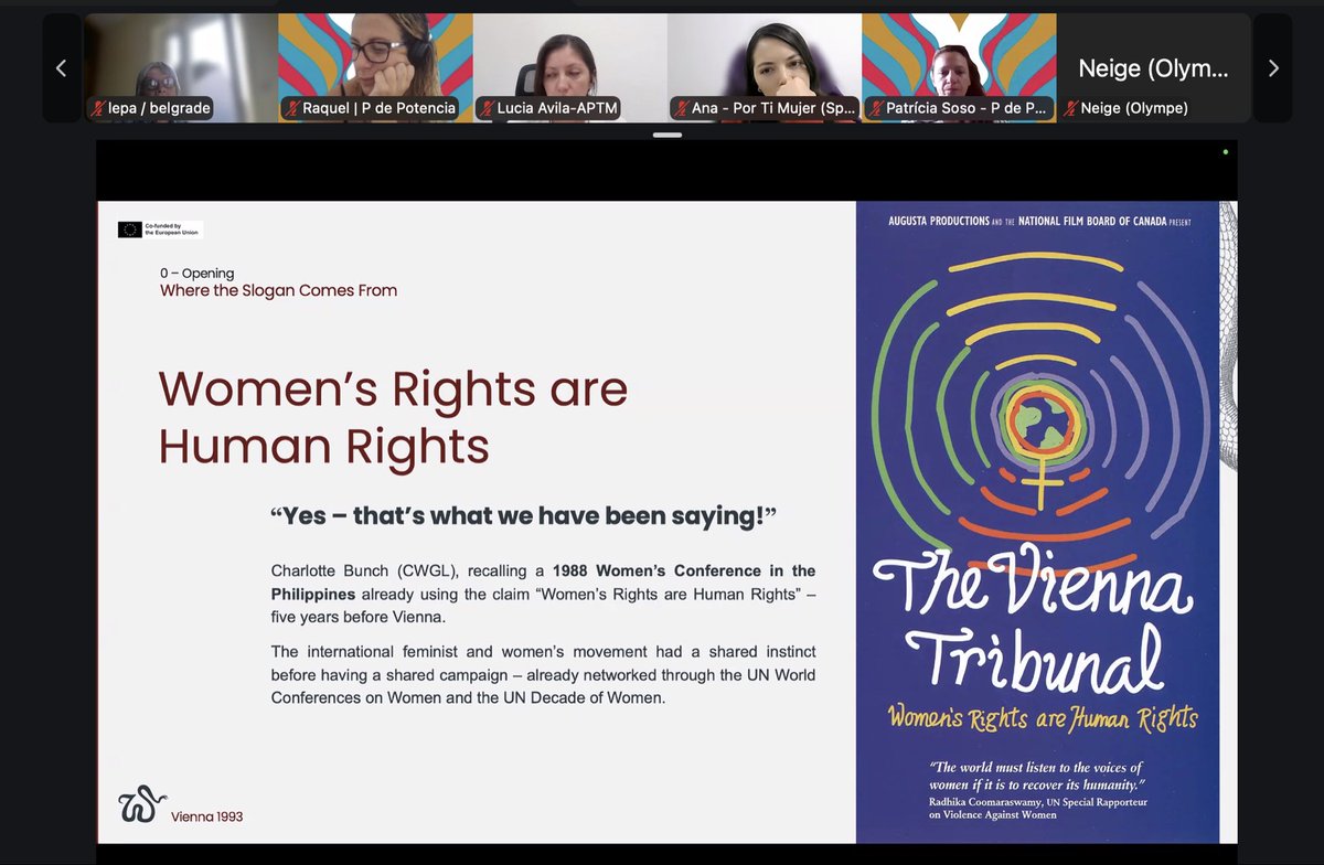 ENoMW's tweet photo. Today, #NAWAL partners gathered online for the training on Women's Tribunals.

We are building a common understanding of the purpose, principles and feminist approach that guides the NAWAL Women's Tribunals. https://t.co/STQEQOwkER