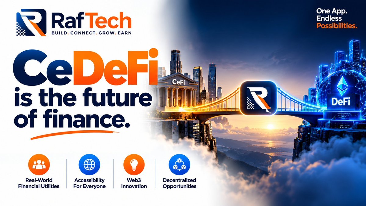 BiggA003's tweet photo. ๐ฅ THE FUTURE OF FINANCE IS BEING BUILT.
#CeDeFi brings together the accessibility of centralized finance with the innovation of DeFi creating a bridge between familiar financial services and the decentralized future.
And #RafTech is positioning itself right in the middle of that bridge. ๐๐ต๐
Real-world utility.
Greater accessibility.
Web3 innovation.
Decentralized opportunities.
The future wonโt be built by watching from the sidelines.
Explore the vision. Stay connected. Build with #RafTech || $RAFT
#RafTech #CeDeFi #DeFi #CeFi #Web3 #FutureOfFinance