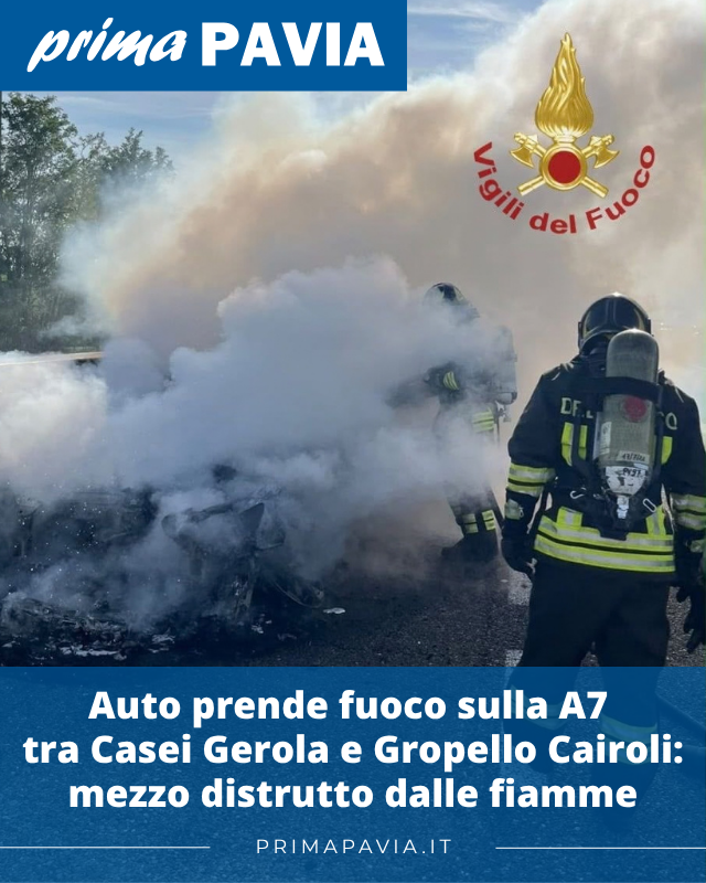 PrimaPavia's tweet photo. LEGGI QUI: https://t.co/w1M7t4c40v
#Incendio #IncendioAuto #A7 #CaseiGerola #GropelloCairoli #Fiamme #Fuoco #VigiliDelFuoco #Cronaca #Notizie #News https://t.co/prsW3Kwkln