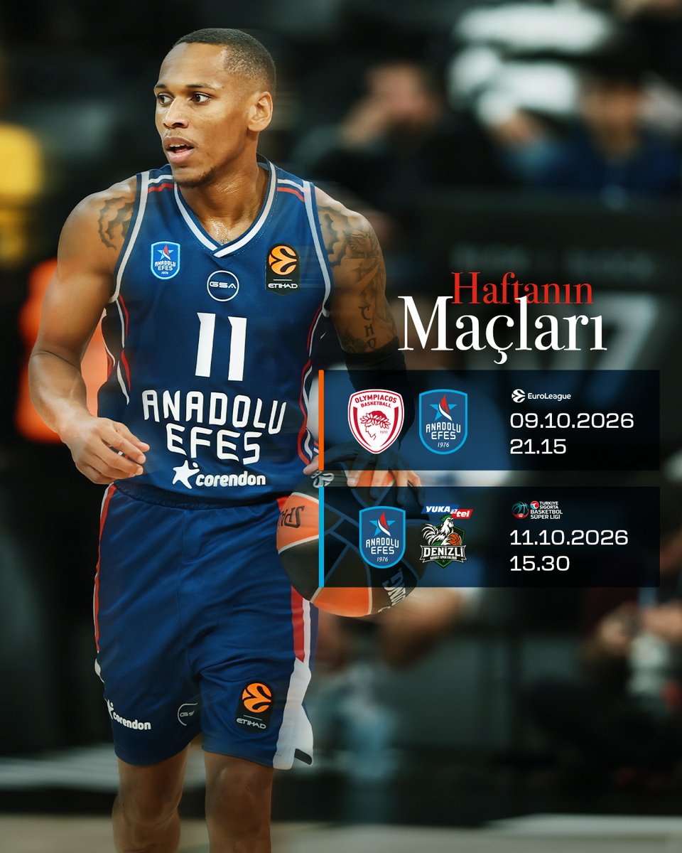 AnadoluEfesSK's tweet photo. 🗓️ Haftanın maçları...

#SahayaHükmet #RuleTheCourt https://t.co/lU4u06byFT
