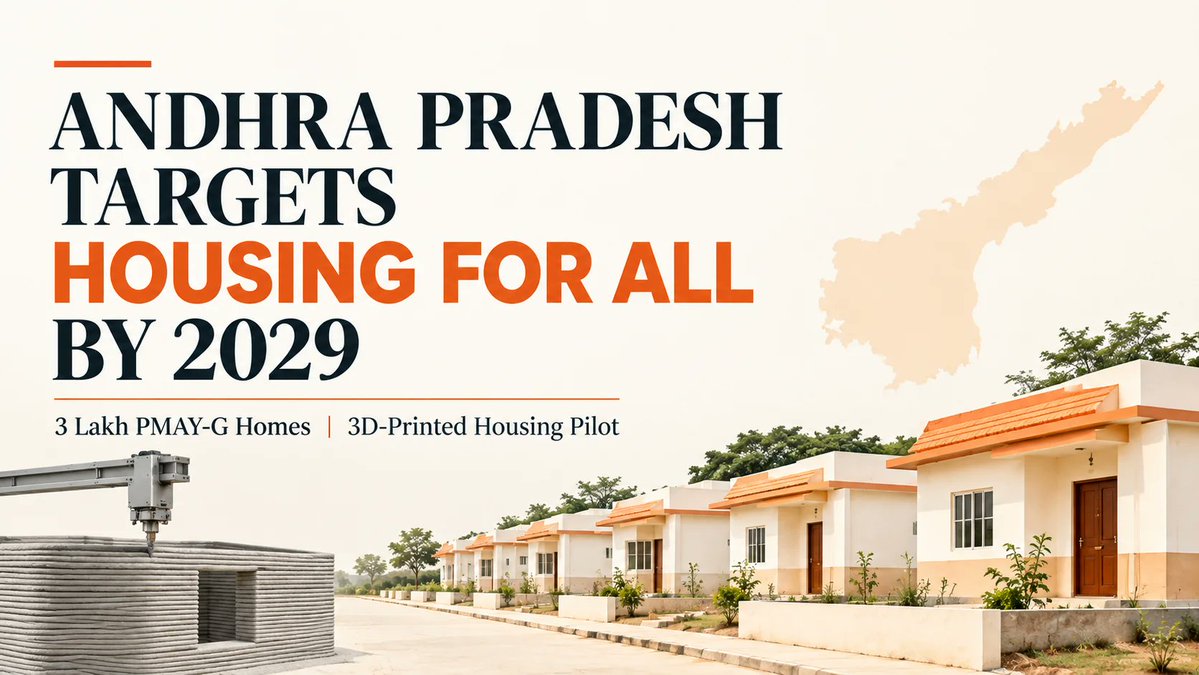 AquireAcres's tweet photo. Andhra Pradesh has set a 2029 deadline for housing all eligible poor families.

The state has launched 3 lakh PMAY-G 2.0 houses, with further allocations potentially taking the total to 9 lakh.

Read More: https://t.co/9PsyAakIM7 https://t.co/Ape8zpF7Gd