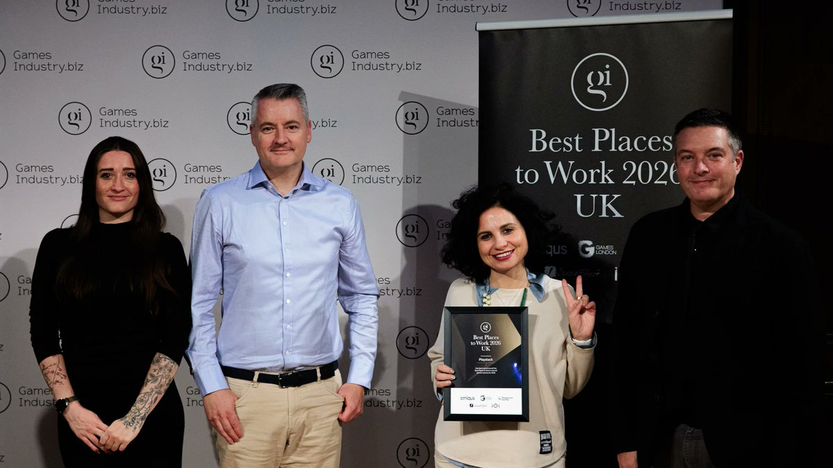 PlaystackGames's tweet photo. Three years running! 🏆

We’re so proud to share that Playstack has once again been named one of the Best Places to Work in the Games Industry by @GIBiz !

Receiving this award for the third year in a row means a huge amount to us. It’s a reflection of the culture we’ve built and the incredible team that continues to shape it.

A huge congratulations and thank you to everyone at Playstack who makes this such a special place to work.

#playstack #bestplacestowork #gamesindustry