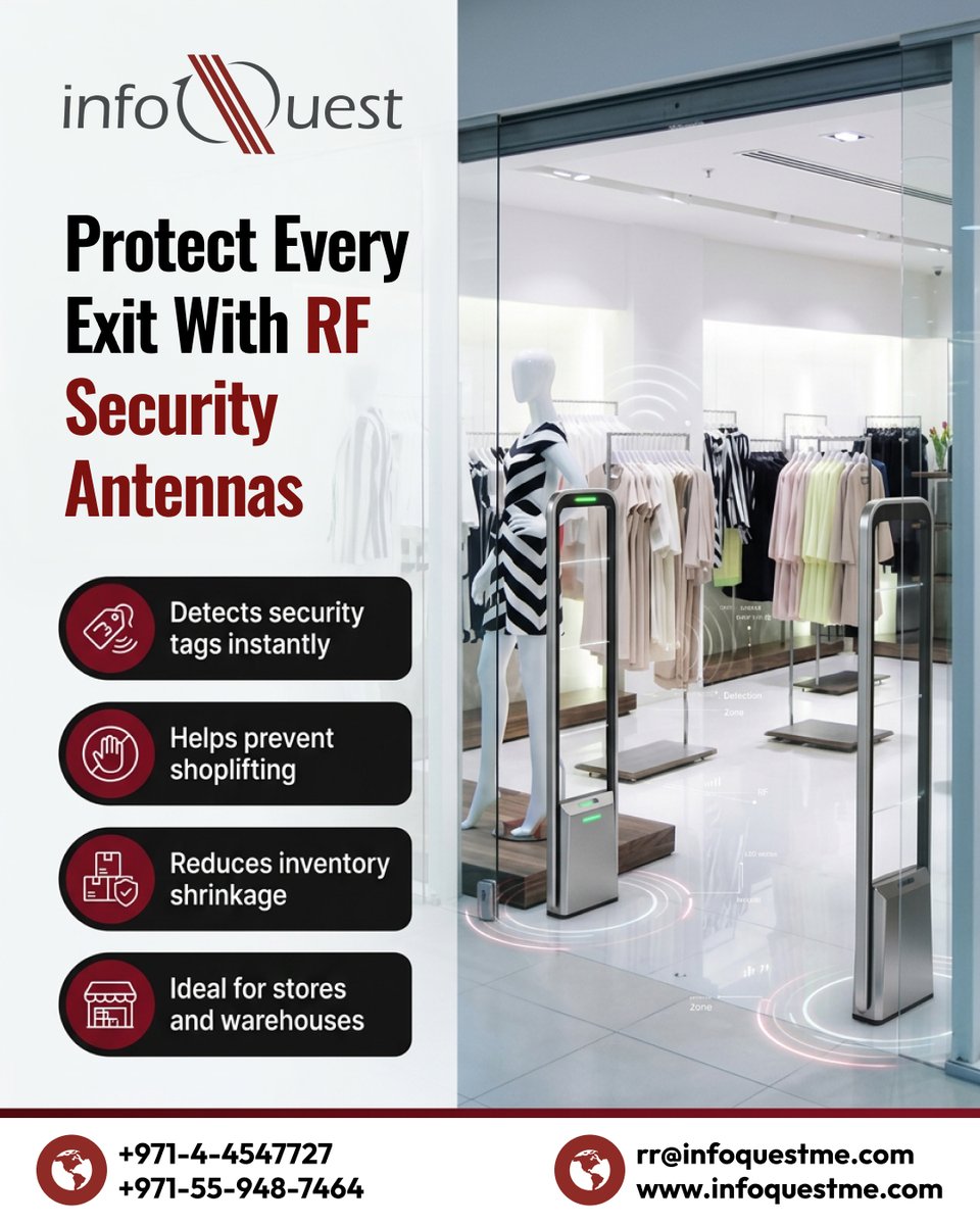 InfoquestDubai's tweet photo. 🛡️ Protect Every Exit with RF Security Antennas
🏷️ Detects Security Tags Instantly
🚫 Helps Prevent Shoplifting
📞 +971-4-4547727 | 55-948-7464
🌐 https://t.co/FPehuspno4
#SecurityAntennas #RetailSecurity #EAS #EASSystems #StoreSecurity #RetailSolutions #SecuritySolutions #UAE https://t.co/e4Lgg0YG4K
