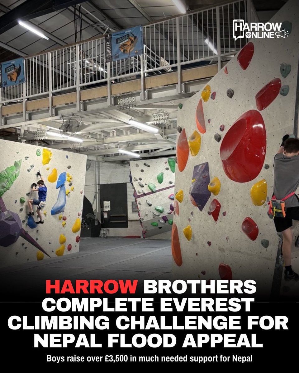 harrowonline's tweet photo. Two young brothers from Harrow have completed their huge indoor climbing challenge after taking on the equivalent height from Everest Base Camp to the summit to raise money for children affected by flooding in Nepal. Link in bio. #Harrow #News #HarrowOnline https://t.co/KOfwi6VcdJ