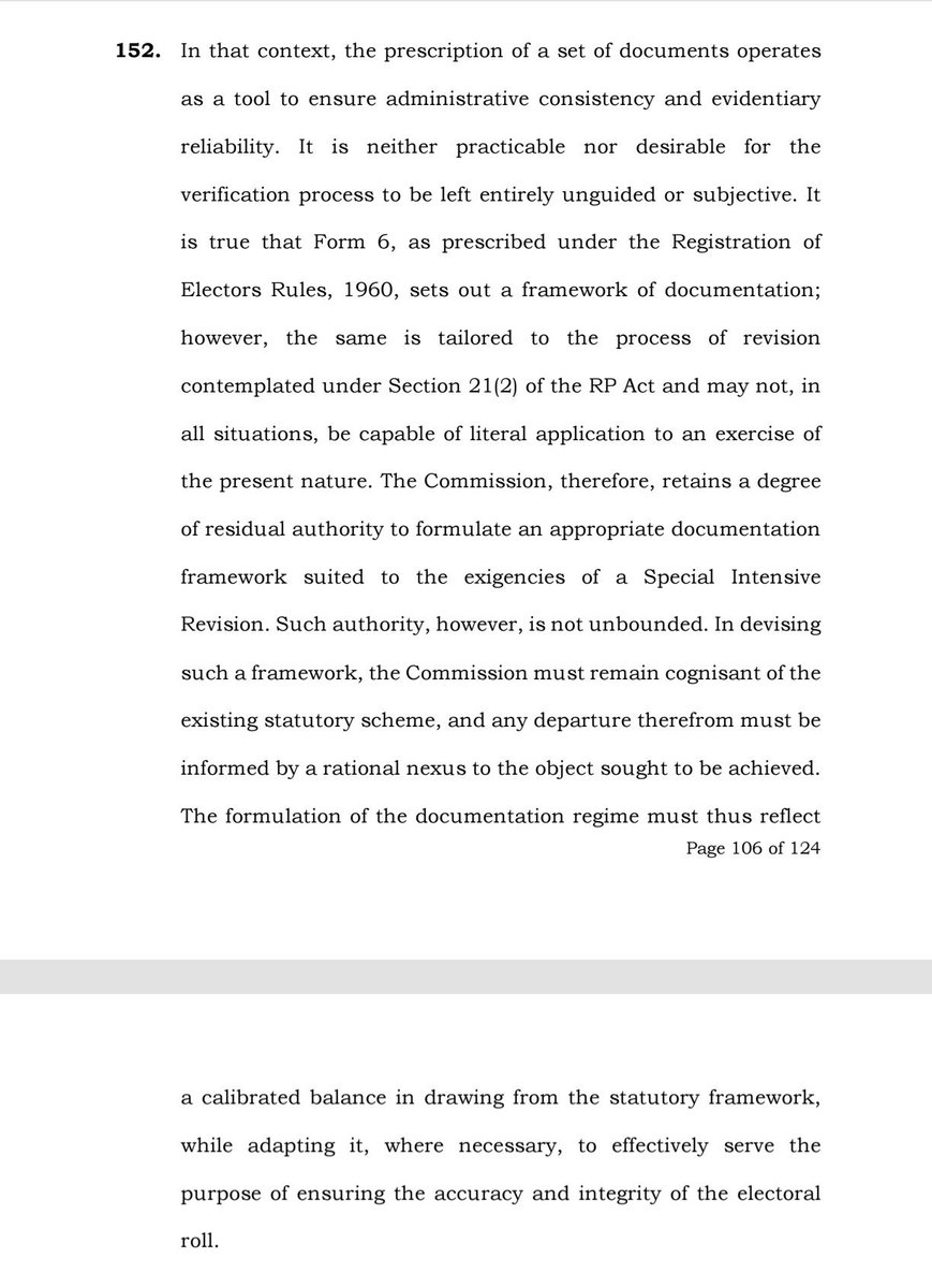 indicrealist's tweet photo. ECI never lied. 

ECI had stated that the "declaration to Form 6 for SIR has been upheld by the SC", not any "modification".

CJI Surya Kant has ONLY said that the SC has not approved ANY modified version of Form 6 used for inclusion of names in electoral rolls during the SIR.

The CJI never said that the ECI had indeed used a modified Form 6 for the SIR.

This is in line with the ECI's argument that seeking additional documentation as Annexure-D declaration doesn't amount to "modification".

Read alongside with SC's July 2026 verdict, this actually stands as a vindication of any violation by ECI or CEC Gyanesh Kumar.

Congress ₹2 IT celliyas should take ₹1 crash course in basic english comprehension. Lol. 🤡😂