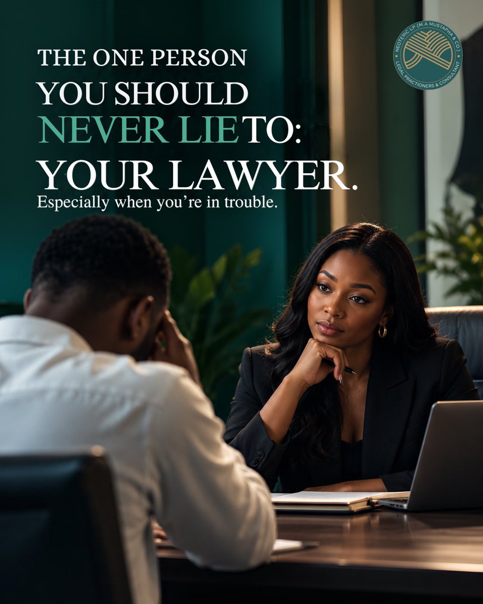 Neoteric_LP's tweet photo. Hiding information from your lawyer can work against you.

Your lawyer needs to know the facts—including the uncomfortable ones, to properly assess your legal position, identify potential risks, and advise you on the best way forward.

Honesty gives your lawyer room to prepare. https://t.co/OAYGNf5UvJ
