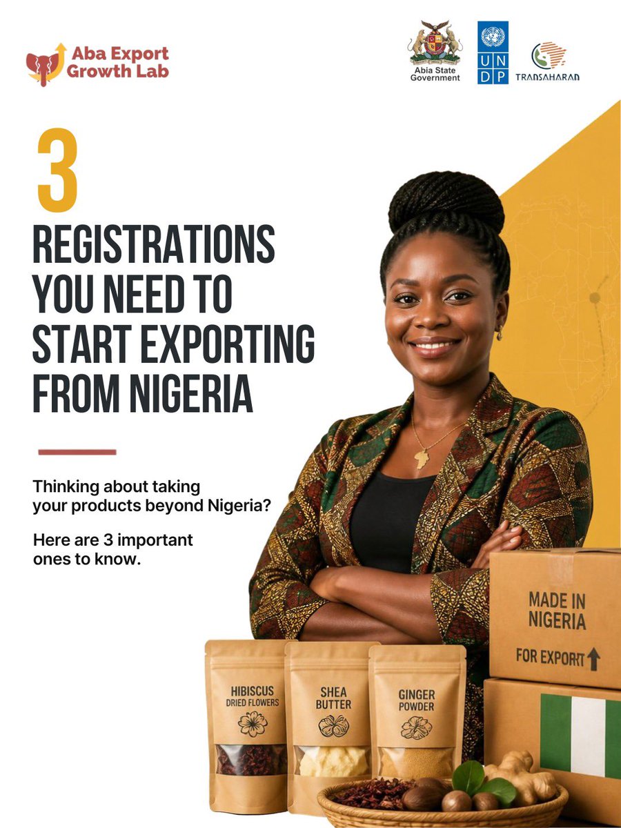 abaexportlab's tweet photo. Thinking about taking your products beyond Nigeria? 

Before you start shipping, there are some important registrations and documents you need to have in place. 👉 https://t.co/65yZZHOIPs