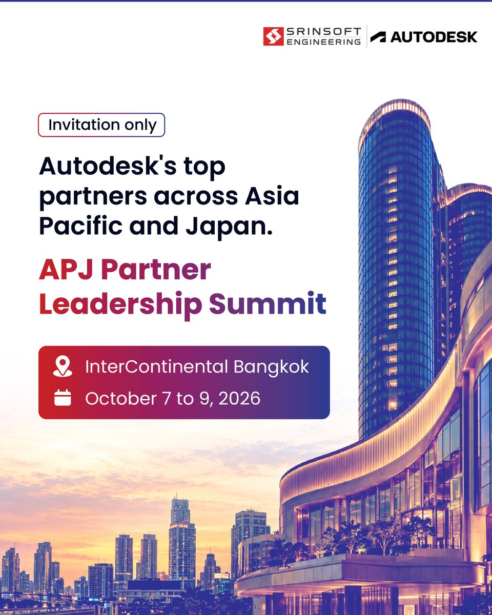Srinsoftengg's tweet photo. Three days. One room. A region shaping what comes next.
SrinSoft Engineering joins Autodesk and APJ partners in Bangkok for conversations, connections, and perspectives shaping the future of the Autodesk ecosystem.
Let’s connect!
#Autodesk #SrinSoftEngineering #AutodeskAPJ https://t.co/xK3hfsgqDq