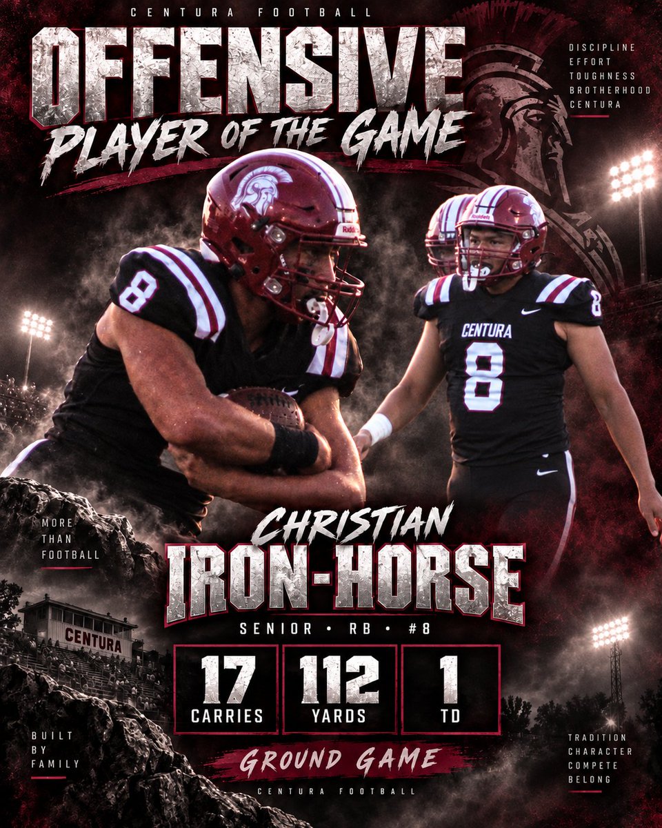 CenturaFB's tweet photo. I missed it a week ago, but this won't be the last time you see his name. Running tough in week five to receive this honor! https://t.co/zaLR42M86m