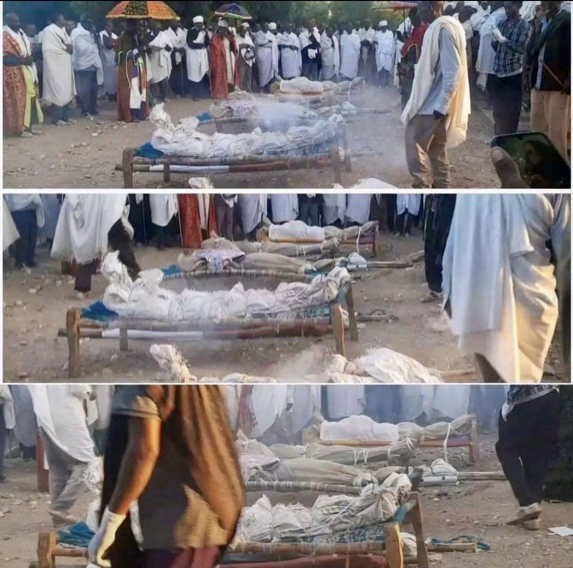 TeweldeMedhen's tweet photo. The liberators of Tigray are liberating the people from life 😭

The genocidal gov’t in Addis have targeted IDP shelters in Sheraro with drones killing dozens of people who have spent the last 6 years in shelters forced off their homes in western Tigray. https://t.co/NS3xxGshLp