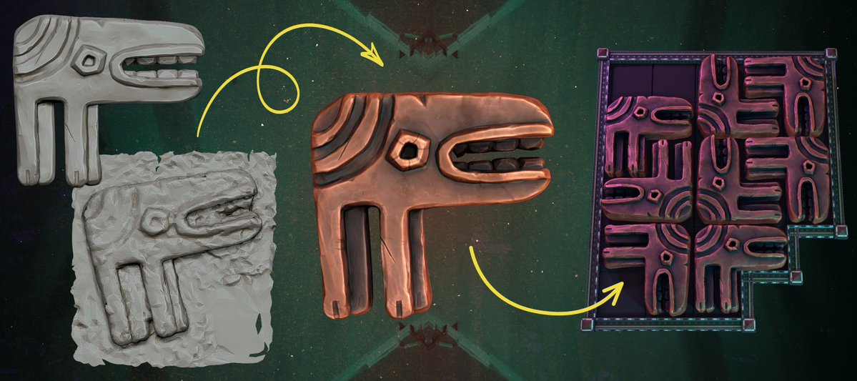 RogueFortuneGM's tweet photo. Tried photogrammetry on one of Stef’s handmade relics! 🎨

Got some really cool texturing but the cleanup process... wasn't quite for us. A fun experiment though 😂

Always good to muck around trying new things... better us than the robots 👀

#gameart #indiedev #roguelite https://t.co/1CXpfGnP79