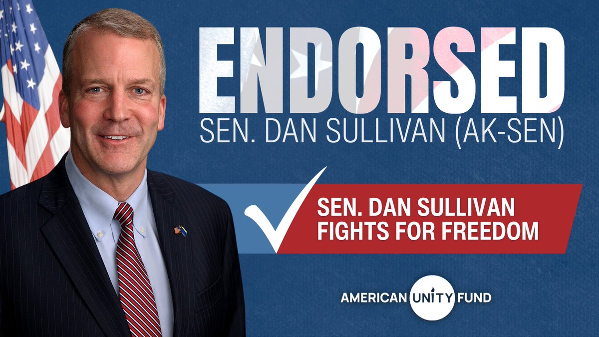 AmericanUnity's tweet photo. American Unity Fund is proud to endorse Sen. Dan Sullivan to continue to serve the great state of Alaska!

@DanSullivan_AK voted for the Respect for Marriage Act and worked to secure strong religious liberty protections alongside marriage protections — proving that freedom for LGBT Americans and freedom of religion can go hand in hand. 🇺🇸