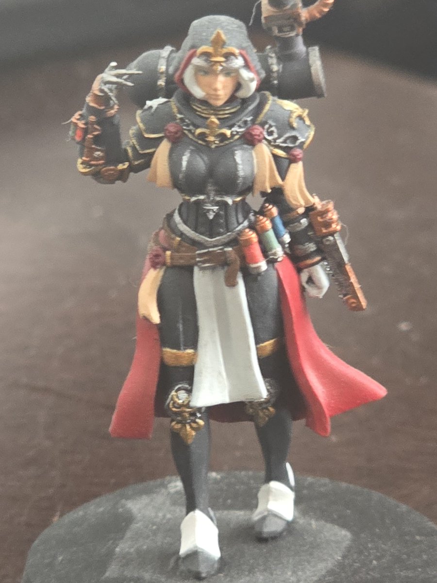 BDoobPixel's tweet photo. @SisterCeciliaVT Praise be!!! I have been rocking a fake sister zealot since launch. Super hyped to play as a real sister. I painted a novitiate team to play kill team with the lads, and a few custom sister models for regular 40k detachments. Also have been drawing a bunch of Argenta art recently https://t.co/5PRv797SeP