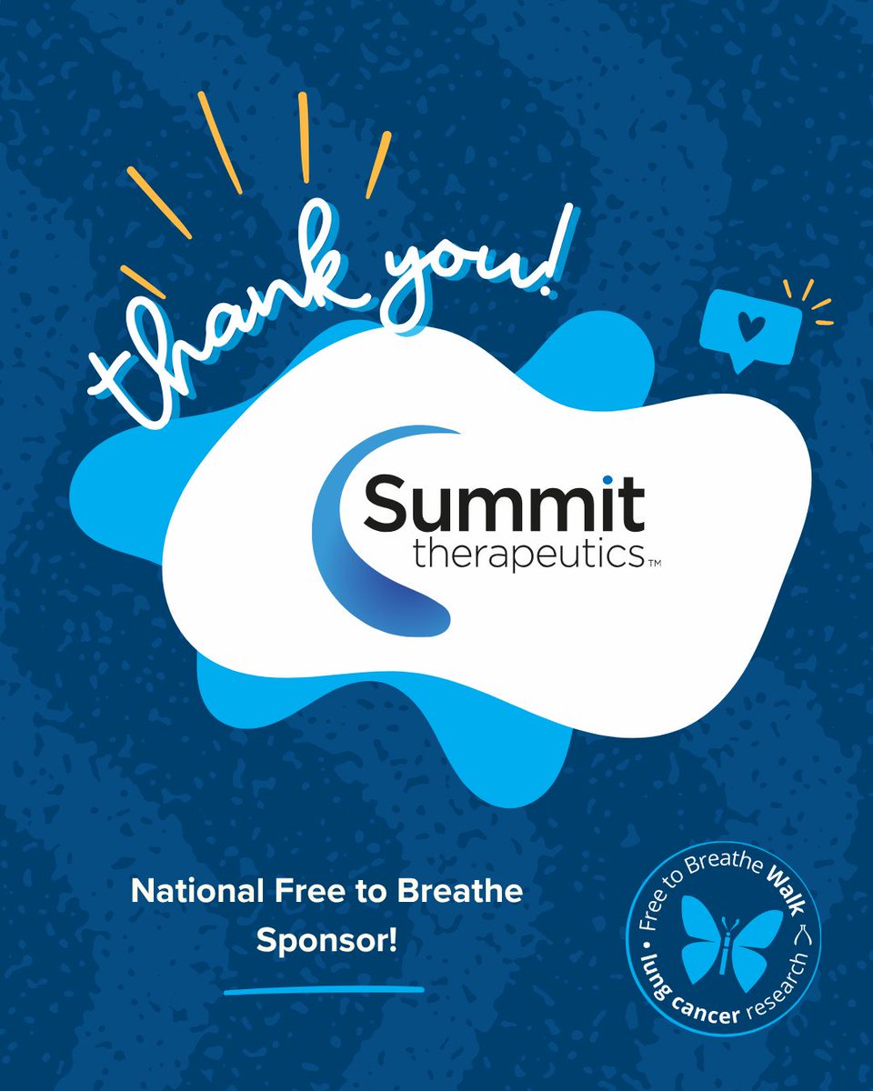 lcrf_org's tweet photo. Thank you to Summit Therapeutics for being a generous sponsor and partner of the Free to Breathe National Walk Program!

#FreeToBreatheWalk #LungCancer #ThankYou @SMMT_TX https://t.co/YjhL3LnqWl