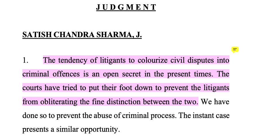 CiteCase's tweet photo. The tendency of litigants to colourize civil disputes into criminal offences is an open secret in the present times, says #SupremeCourt ! https://t.co/VWPaZ7VEaP