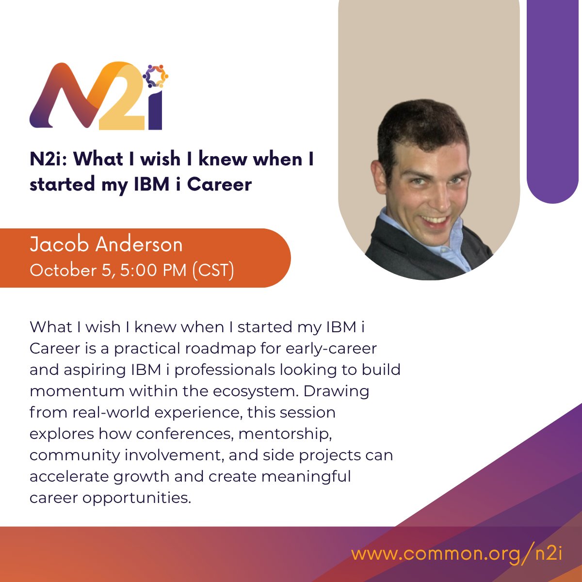 COMMONug's tweet photo. The next N2i webinar is today! Join N2i and Jacob Anderson at 5 PM CT for a session perfect for up and coming IBM i members.

Register for free here: https://t.co/TfUSif9jPl https://t.co/O3pCQvdSfZ