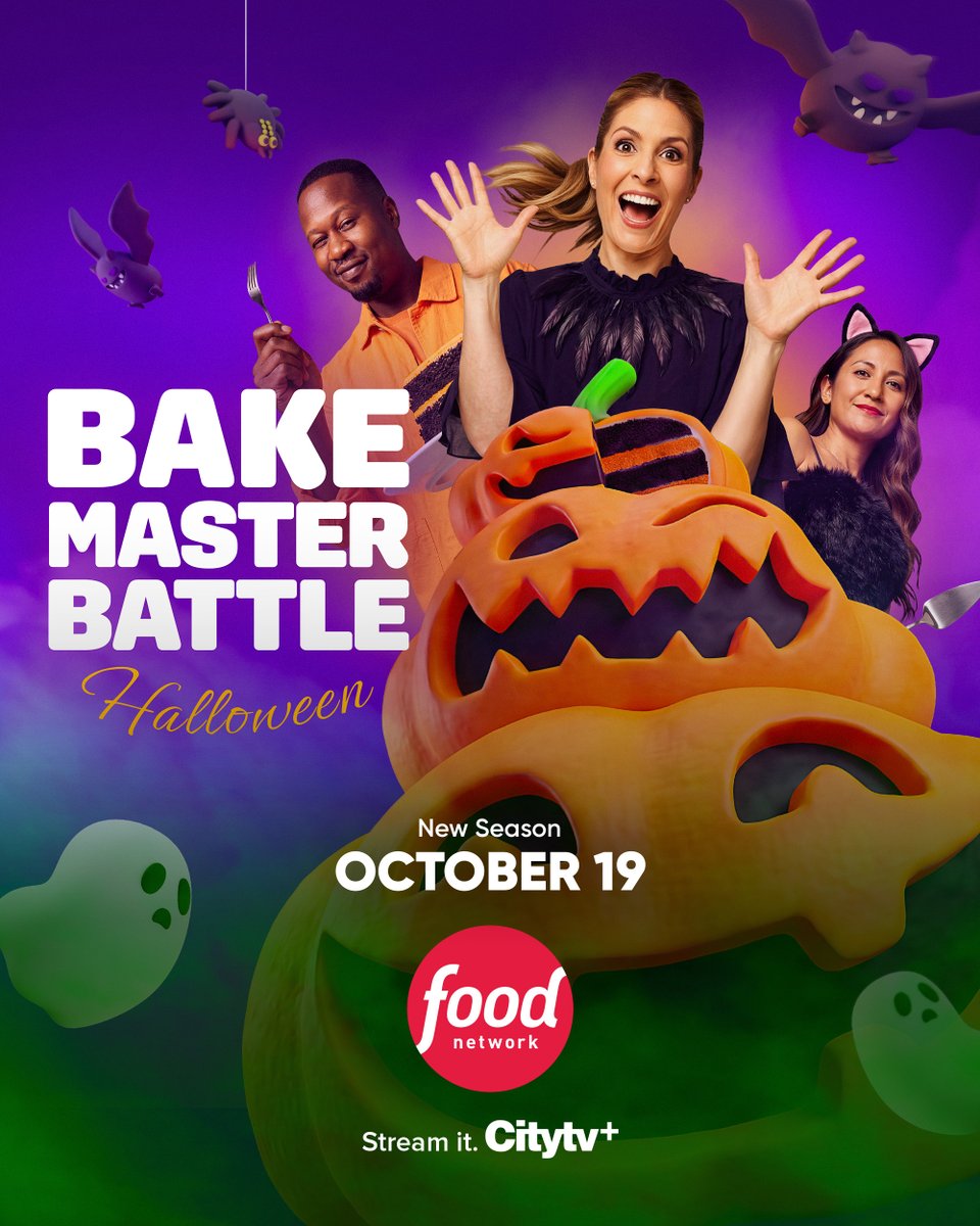 City_tv's tweet photo. Get ready for a WICKEDLY talented competition 👻

Watch the season premiere of #BakeMasterBattle: Halloween October 19 on Food Network, or stream it on Citytv+ https://t.co/7YPidx48D6