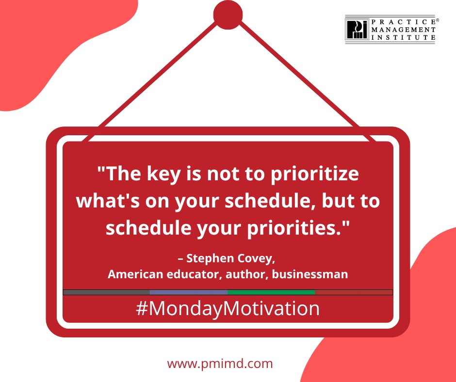 pmimd's tweet photo. Happy Monday, everyone! ☀️ Time to shift our perspective: don't just manage your time, manage your priorities! Let's bring that high energy into the office today! ✨

 #PMI #MotivationalMonday #MedicalOfficeStaff https://t.co/qJdQDDaXwU