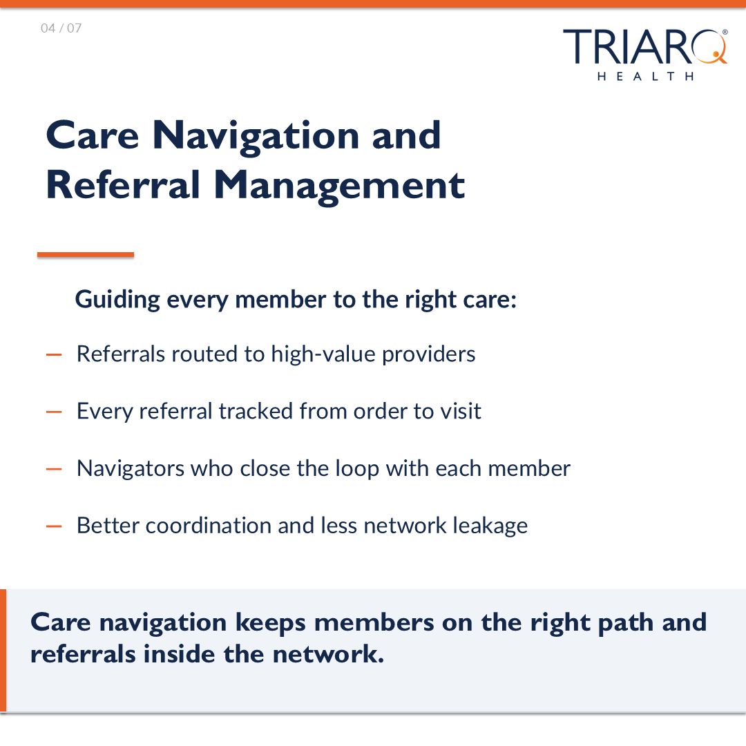 TRIARQHealth's tweet photo. Value-based care is won between visits. Pathways Value by TRIARQ Health brings member engagement, care navigation, referral management, care management, and AI analytics together for physicians, CINs, and payers. https://t.co/CuyJn2RoKr #ValueBasedCare #TRIARQHealth https://t.co/4pOfjLsWOy