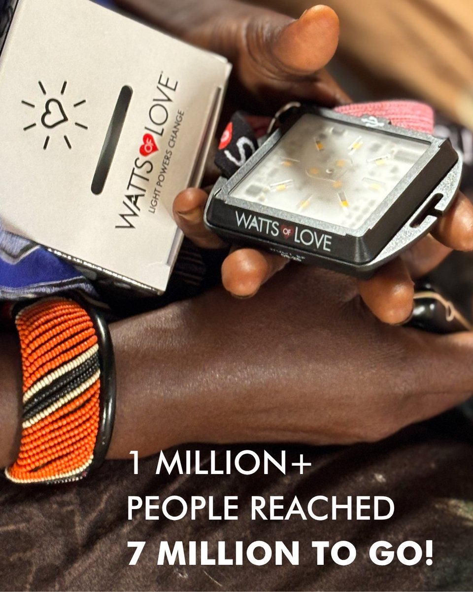 WattsofLove's tweet photo. 1 MILLION+ LIVES IMPACTED. 7 MILLION MORE TO GO.
WOL has reached more than 200,000 families—over 1 million people—with solar light and financial literacy. But our work isn’t finished. Our goal: reach 8 million people and bring light, knowledge, and opportunity to 7 million more. https://t.co/OVqiquQZGQ