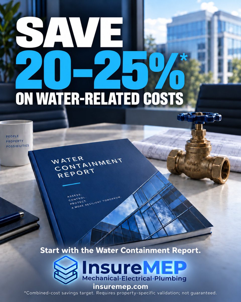 caseyp's tweet photo. Prove you can contain it. InsureMEP's Water Containment Report brings controls, dependencies, evidence and gaps into view. Start with one building. Ask for a report walkthrough. https://t.co/oQg3ya2113