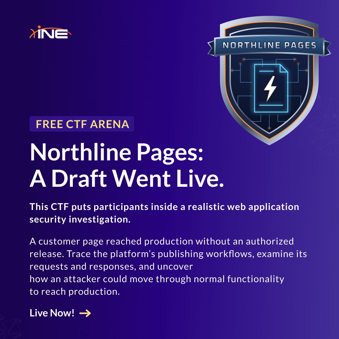 SecurityTube's tweet photo. Crack the CTF. Claim the prize. 🏆

🥇 Win an INE certification voucher + 1 year of Skill Dive
🥈 Get 50% off an INE certification voucher

Put your offensive security skills to the test.

👉 Enter the CTF: https://t.co/ugarVbNWas https://t.co/2WdlLNui1n